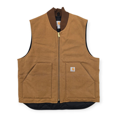 Carhartt Workwear Quilt Lined Vest Gilet Jacket Brown Men's Large