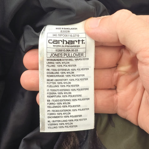 Carhartt WIP Jones Pullover 1/2 Zip Camouflage Puffer Jacket Men's Large