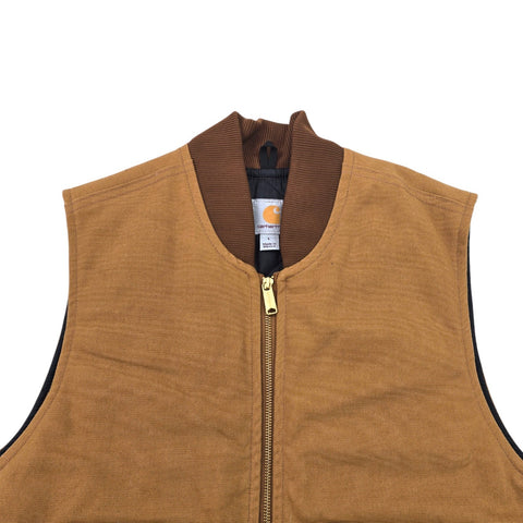 Carhartt Workwear Quilt Lined Vest Gilet Jacket Brown Men's Large