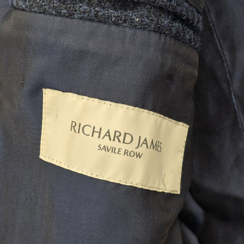 Richard James Savile Row Wool Double Breast Peacoat Blue Men's Large