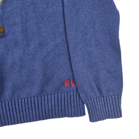 Polo Ralph Lauren Bear Knitted Jumper Blue Men's Large