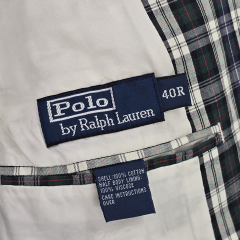 Polo Ralph Lauren Blazer Sportscoat Madras Blazer Jacket Men's 40R