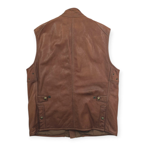 Polo Ralph Lauren Leather Hunting Vest Gilet Jacket Brown Men's Large