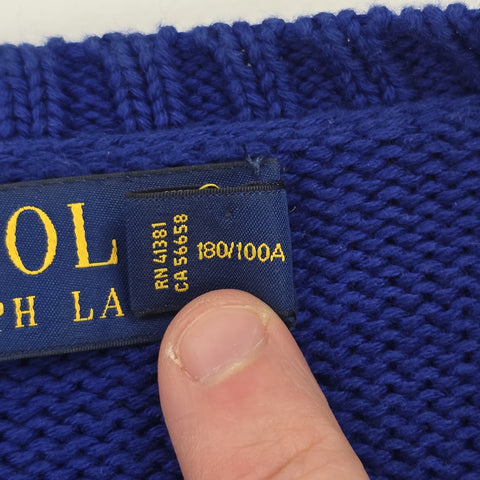 Polo Ralph Lauren Tiger Knitted Jumper Blue Men's Large