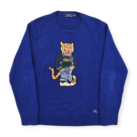 Polo Ralph Lauren Tiger Knitted Jumper Blue Men's Large