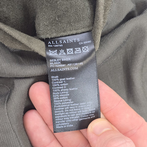 All Saints Sesley Biker Suede Leather Jacket Grey Men's Small