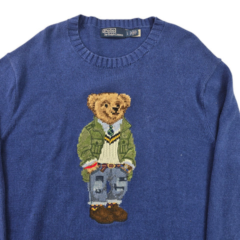 Polo Ralph Lauren Bear Knitted Jumper Blue Men's Large