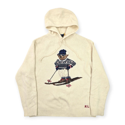 Polo Ralph Lauren Ski Bear Knitted Hoodie Jumper Cream Men's XXL