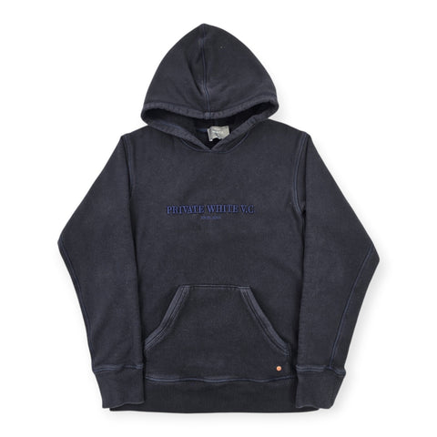 Private White V.C. Spellout Embroidered Hoodie Blue Men's Size 4 Medium