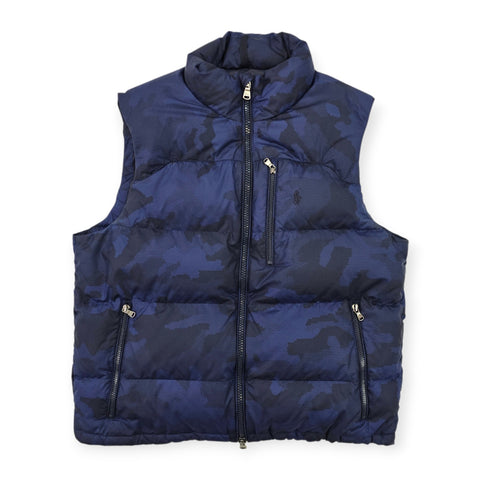 Polo Ralph Lauren Gorham Down Puffer Camo Gilet Jacket Blue Men's Large
