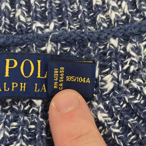 Polo Ralph Lauren USA Flag Knitted Jumper Marled Blue Men's XL