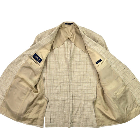 Polo Ralph Lauren Silk Linen Plaid Sportscoat Blazer Jacket Men's 46R
