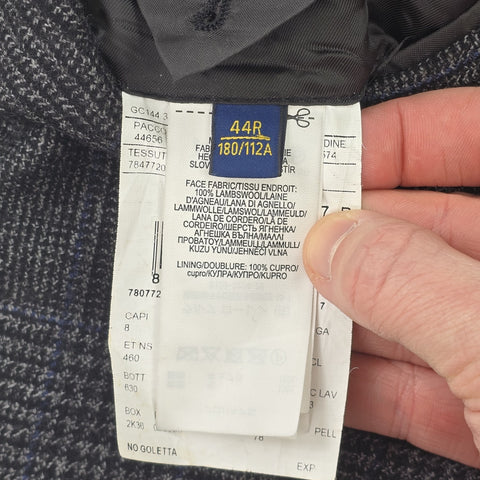 Polo Ralph Lauren Wool Single Breasted Plaid Blazer Grey Men's Size 44R