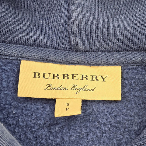 Burberry London Spellout Pullover Hoodie Blue Men's Medium