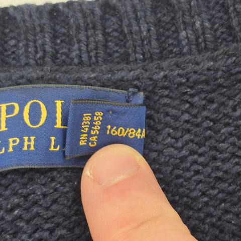 Polo Ralph Lauren USA Flag Bear Knitted Jumper Blue Women's Small