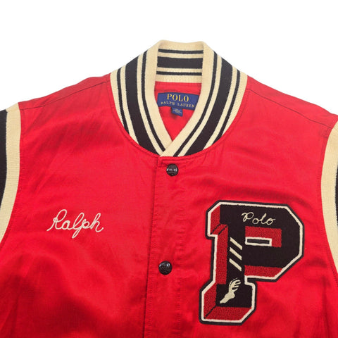 Polo Ralph Lauren Tiger Spellout Satin Varisty Jacket Red Men's Large