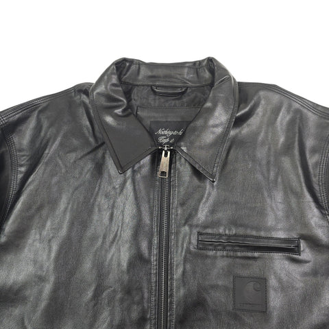 Carhartt WIP Detroit Faux Leather Bomber Jacket Black Men's Large