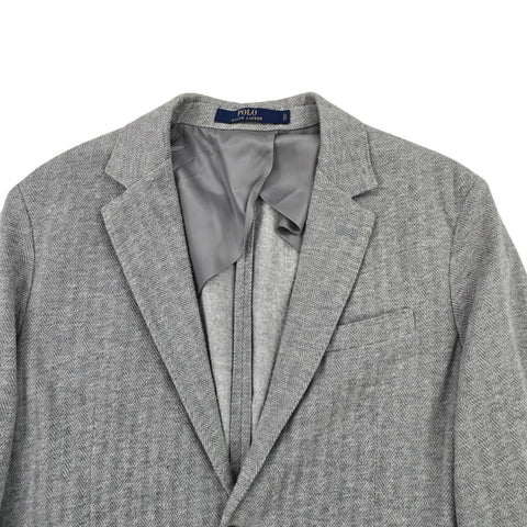 Polo Ralph Lauren Herringbone Single Breast Sport Coat Blazer Grey Men's Large