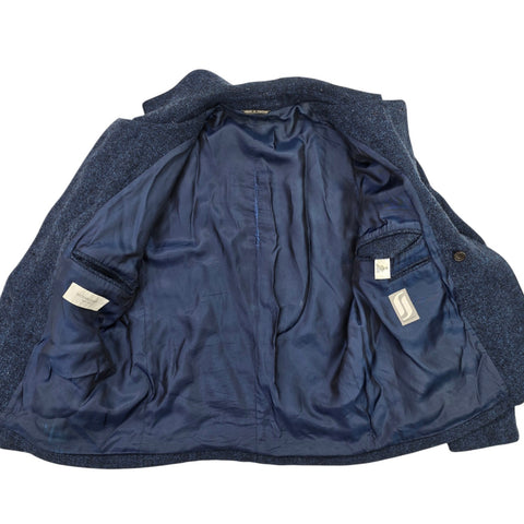 Richard James Savile Row Wool Double Breast Peacoat Blue Men's Large