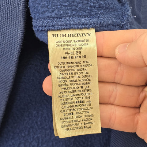 Burberry London Spellout Pullover Hoodie Blue Men's Medium
