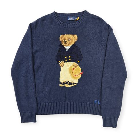 Polo Ralph Lauren Bear Knitted Jumper Blue Women's XL