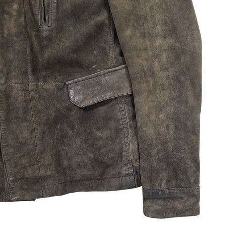 All Saints Sargent Leather Blazer Suede Jacket Brown Men's Small