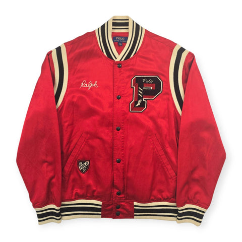 Polo Ralph Lauren Tiger Spellout Satin Varisty Jacket Red Men's Large