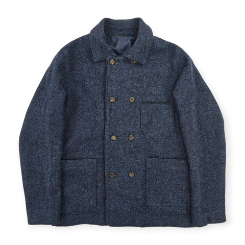 Richard James Savile Row Wool Double Breast Peacoat Blue Men's Large