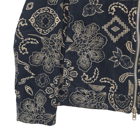 Wax London Park Floral Embroidered Corduroy Harrington Jacket Men's Small