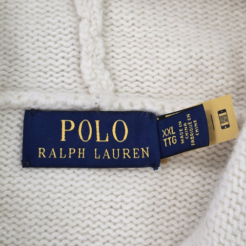 Polo Ralph Lauren Ski Bear Knitted Hoodie Jumper Cream Men's XXL