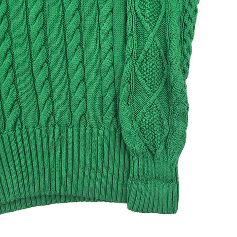 Polo Ralph Lauren Spellout Cable Knit Cricket Jumper Green Men's Medium