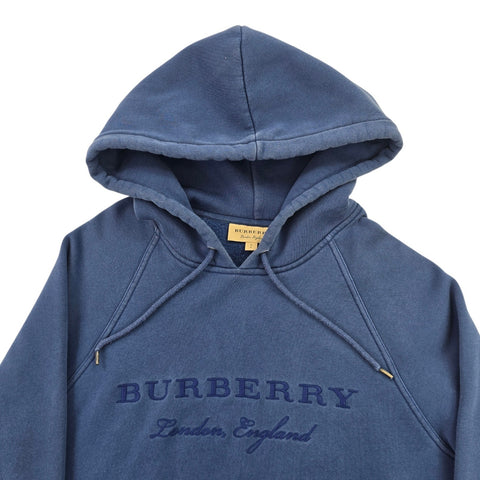 Burberry London Spellout Pullover Hoodie Blue Men's Medium