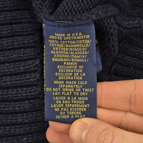 Polo Ralph Lauren USA Flag Knitted Jumper Blue Men's Medium