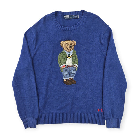 Polo Ralph Lauren Bear Knitted Jumper Blue Men's Large