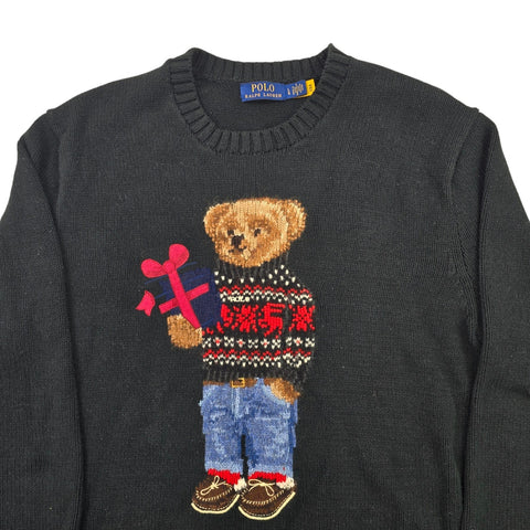 Polo Ralph Lauren Bear Knitted Jumper Black Men's Large