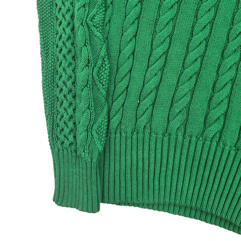Polo Ralph Lauren Spellout Cable Knit Cricket Jumper Green Men's Medium