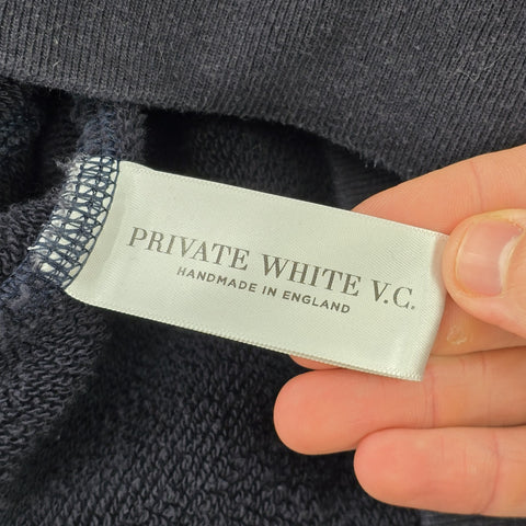 Private White V.C. Spellout Embroidered Hoodie Blue Men's Size 4 Medium