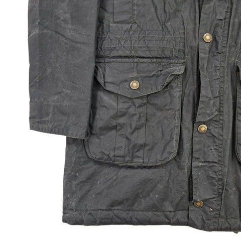 Barbour Pendle Waxed Parka Quilt Lined Jacket Grey Men's Medium
