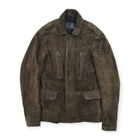 All Saints Sargent Leather Blazer Suede Jacket Brown Men's Small