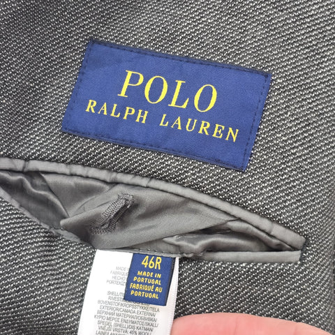 Polo Ralph Lauren Textured Single Breast Blazer Jacket Grey Men's Size 46R