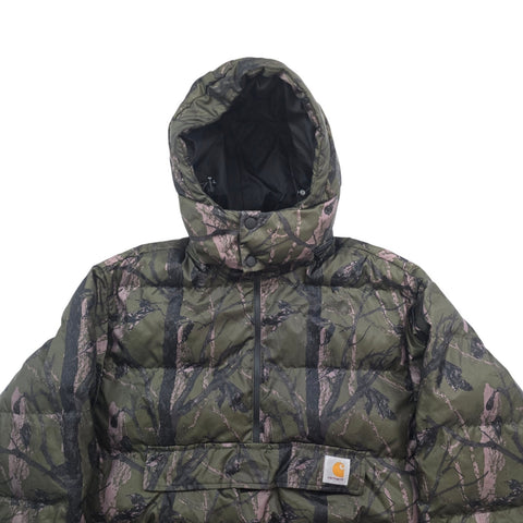 Carhartt WIP Jones Pullover 1/2 Zip Camouflage Puffer Jacket Men's Large