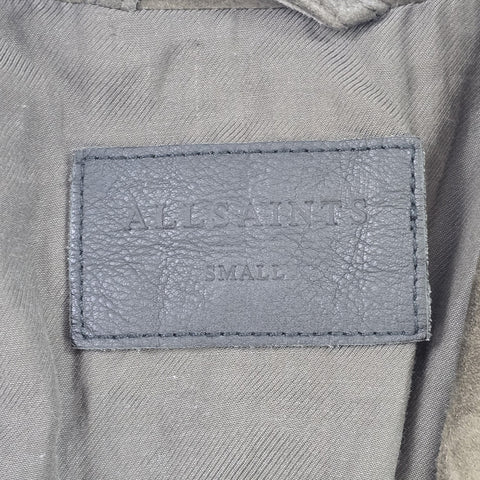 All Saints Sesley Biker Suede Leather Jacket Grey Men's Small