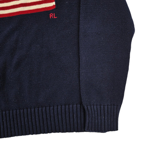 Polo Ralph Lauren USA Flag Knitted Jumper Blue Men's Medium