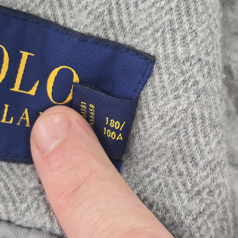 Polo Ralph Lauren Herringbone Single Breast Sport Coat Blazer Grey Men's Large