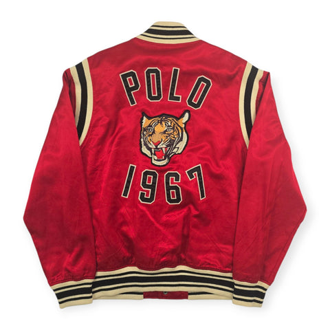 Polo Ralph Lauren Tiger Spellout Satin Varisty Jacket Red Men's Large
