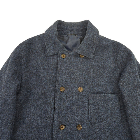 Richard James Savile Row Wool Double Breast Peacoat Blue Men's Large