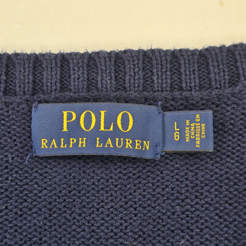 Polo Ralph Lauren Spellout Logo Knitted Jumper Blue Men's Large