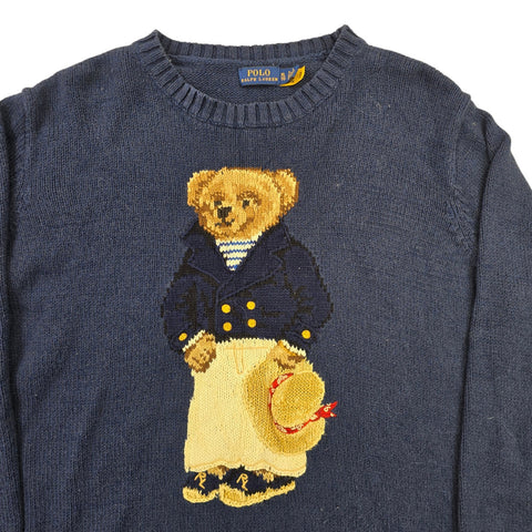 Polo Ralph Lauren Bear Knitted Jumper Blue Women's XL