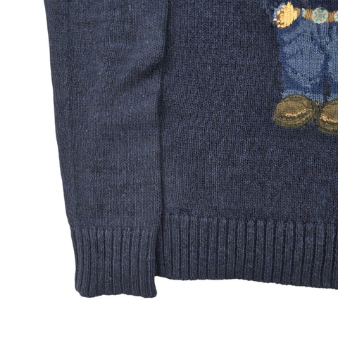 Polo Ralph Lauren USA Flag Bear Knitted Jumper Blue Women's Small