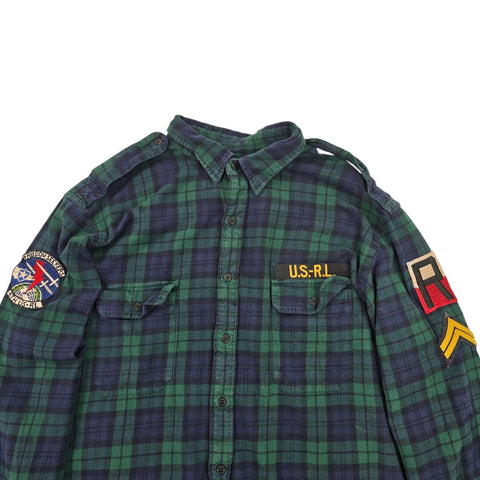 Polo Ralph Lauren Military Patches Long Sleeve Tartan Shirt Men's XXL
